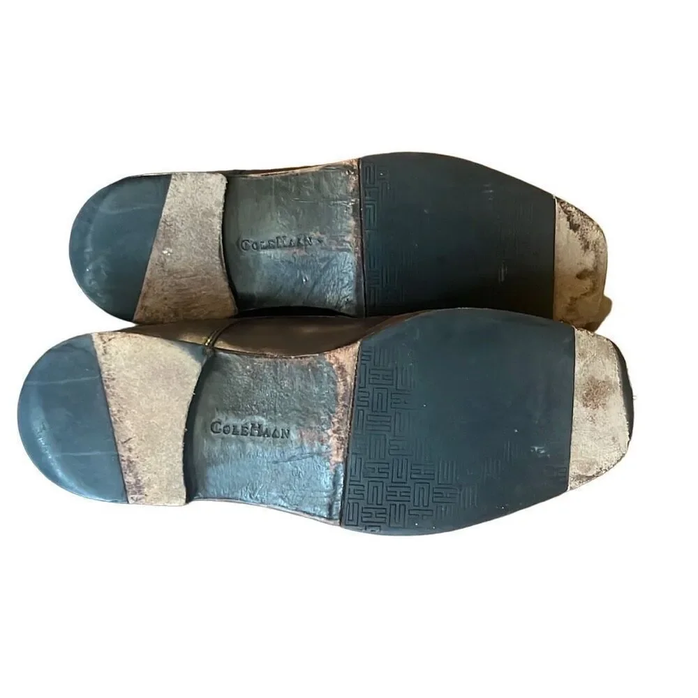 Cole Haan Men's 10.5 Brown Leather Lace Up Round Toe Classic‎ Dress Shoes